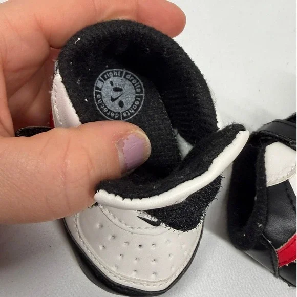 90's Vintage Nike Court Infant Baby White Red Black Crib Shoes Sz 2 RARE HTF - Picture 6 of 6
